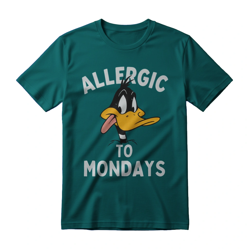 Allergic To Mondays duck cartoon character t-shirt design