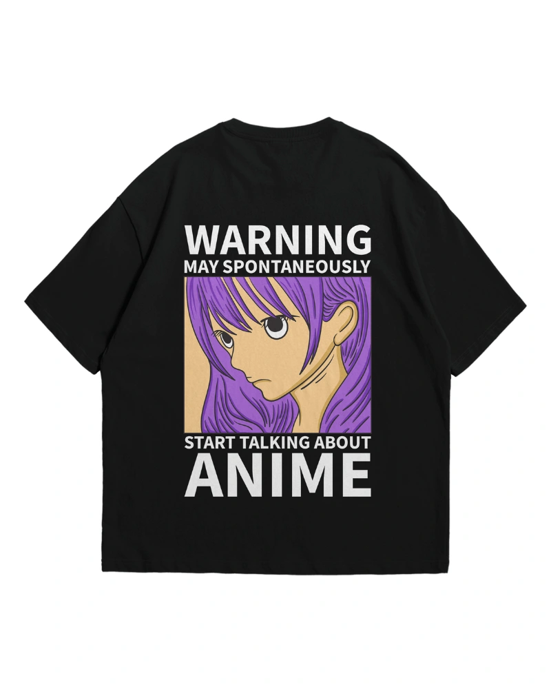 Anime Character Graphic T-Shirt Design Warning About Spontaneous Anime Talk