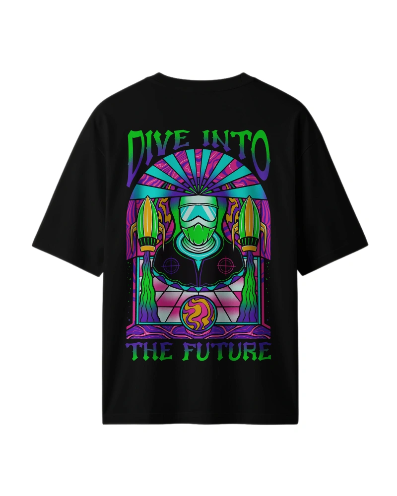 Futuristic Cyberpunk T-Shirt Design with Masked Figure