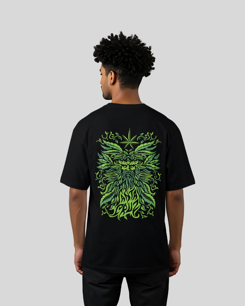 Green Man Cannabis Leaf Design Oversized T-Shirt