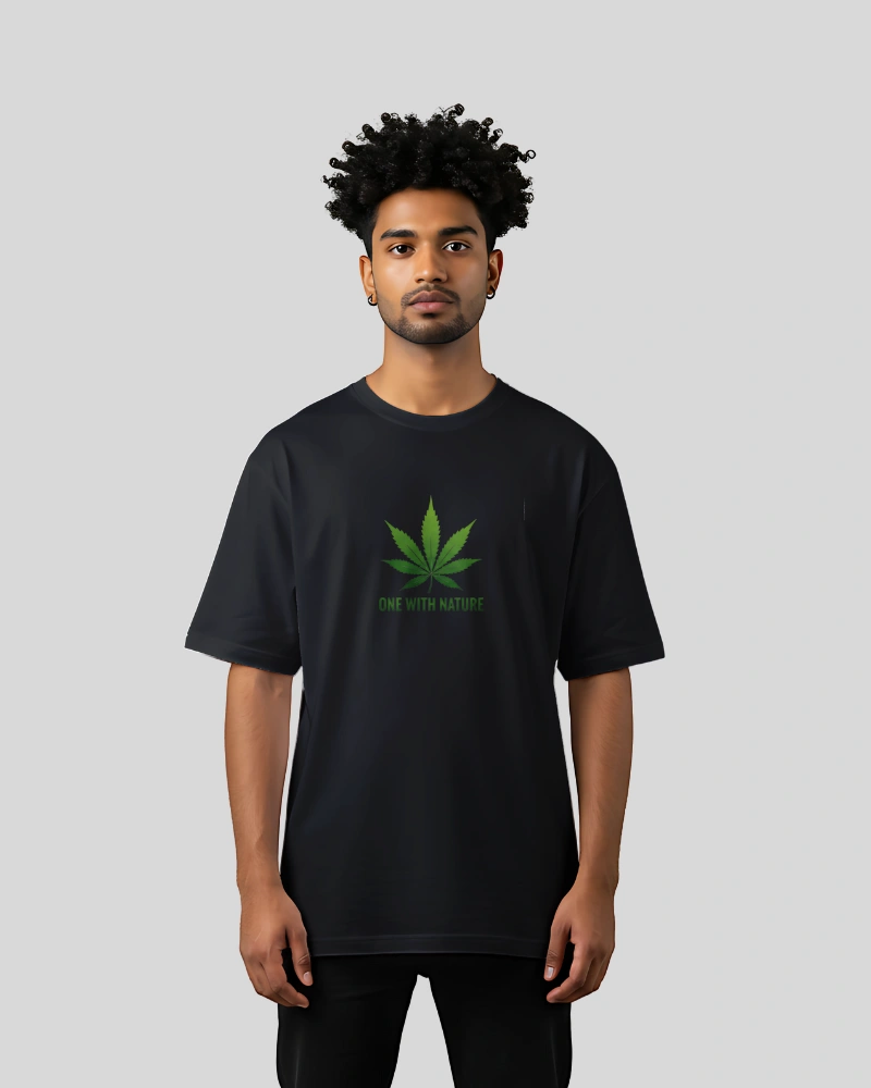 Green Man Cannabis Leaf Design Oversized T-Shirt