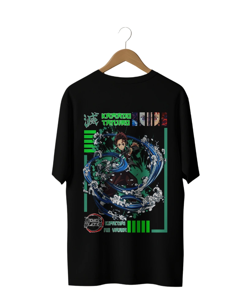 Demon Slayer Tanjiro Kamado Water Breathing Technique Oversized T-Shirt