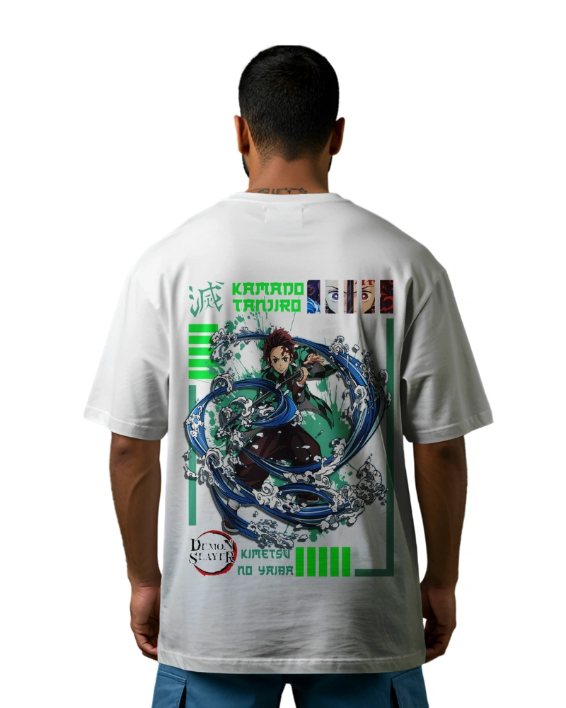 Demon Slayer Tanjiro Kamado Water Breathing Technique Oversized T-Shirt