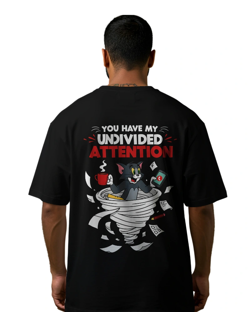 Funny cartoon-style T-shirt featuring a chaotic tornado scene with a classic character multitasking.