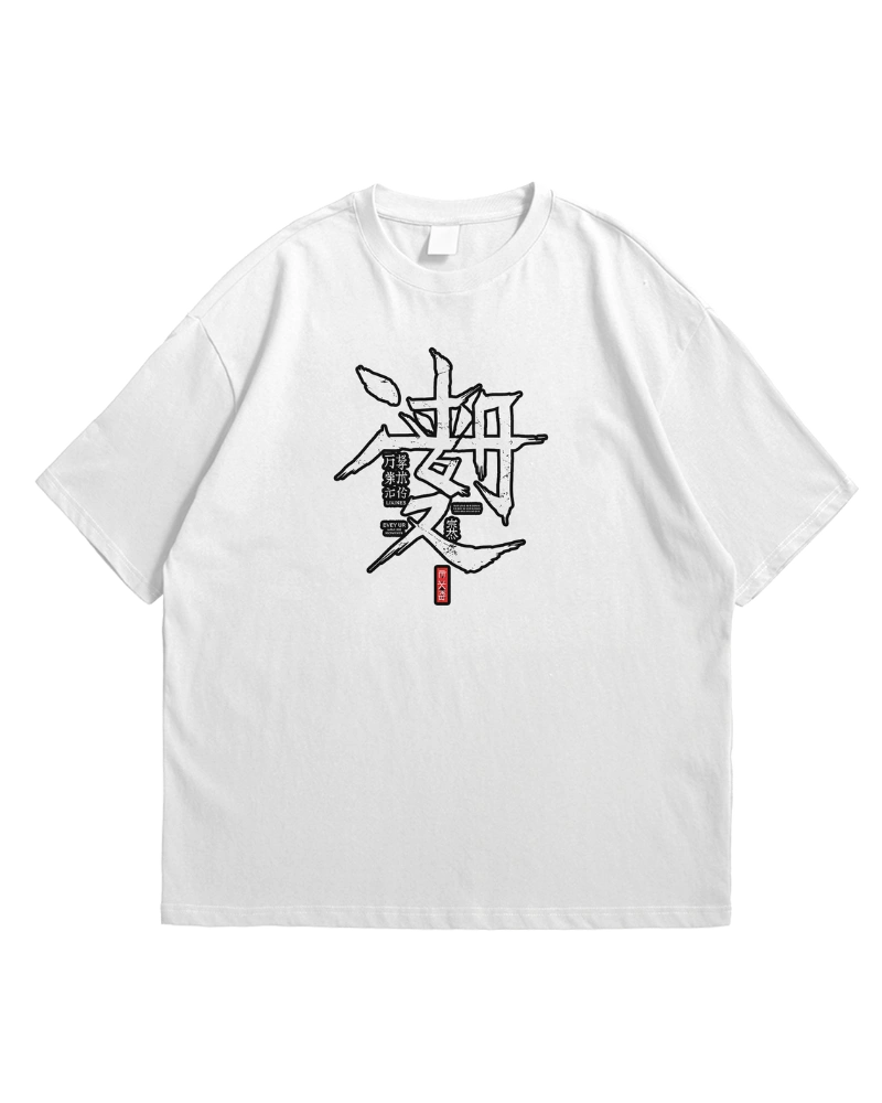 Edgy anime girl in red hoodie oversized t-shirt design