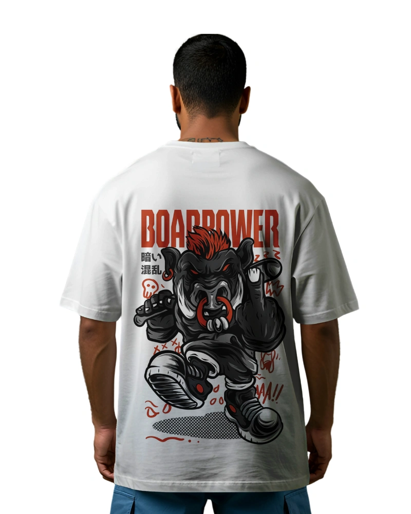 BoardPower Rebel Bull Japanese Streetwear Oversized T-Shirt Design