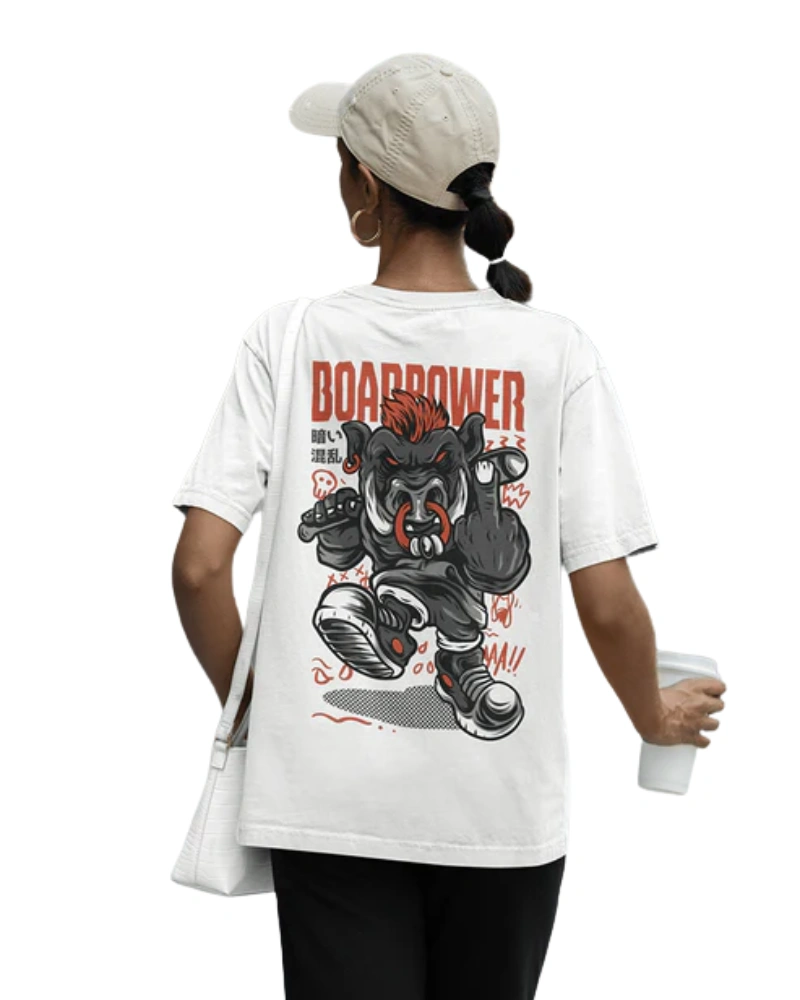 BoardPower Rebel Bull Japanese Streetwear Oversized T-Shirt Design