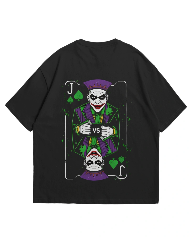 Joker VS Playing Card Design Oversized T-Shirt