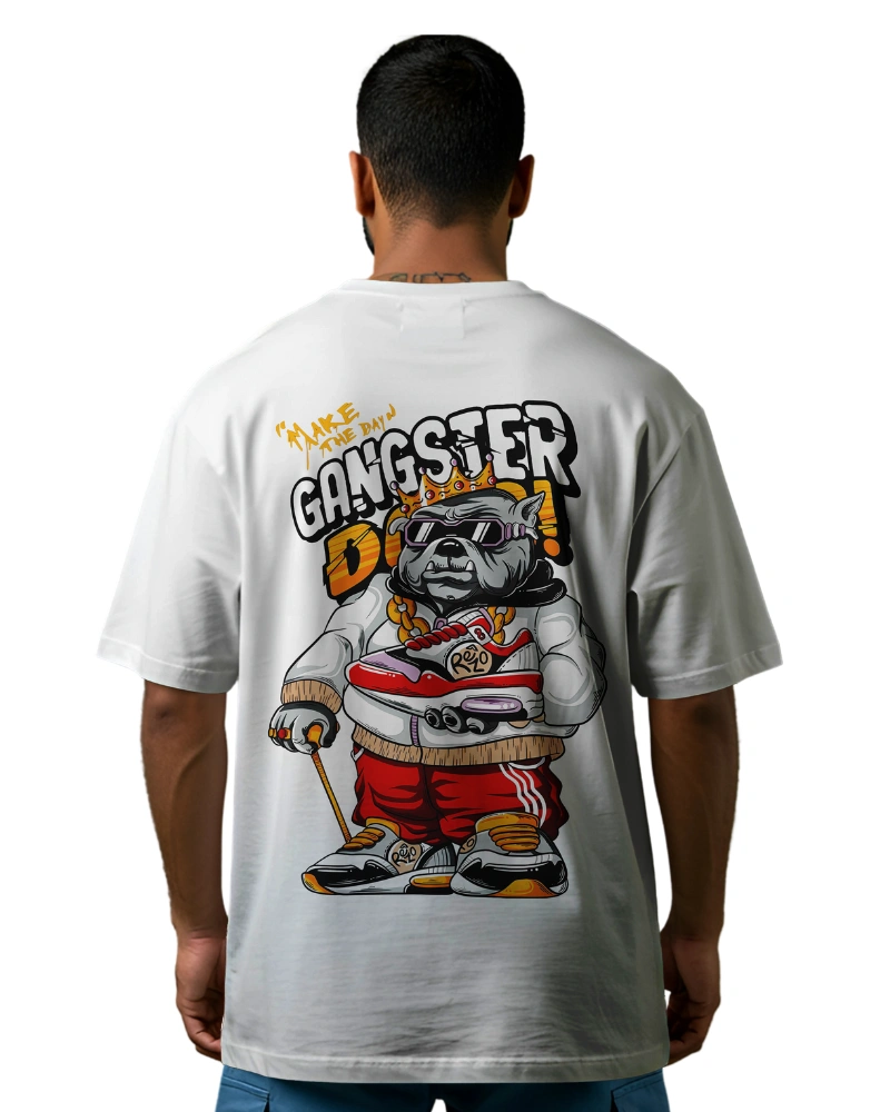 Gangster Bulldog Crowned Sneakerhead Urban Streetwear T-Shirt Design