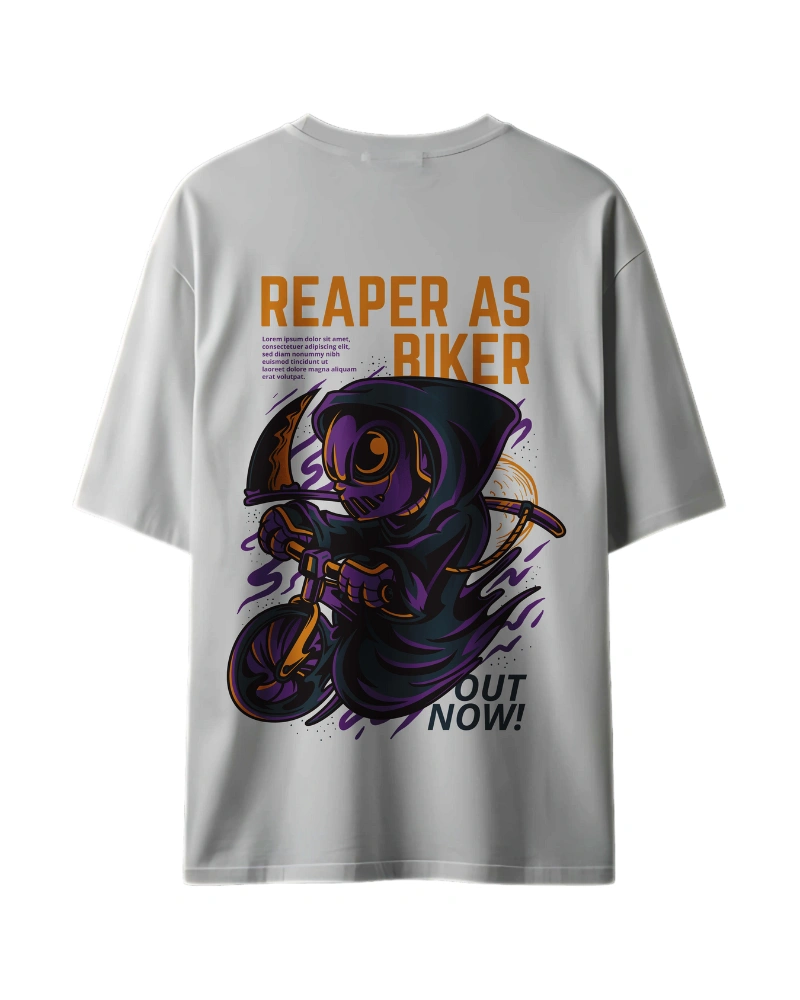 Reaper As Biker Gothic Oversized T-Shirt Design
