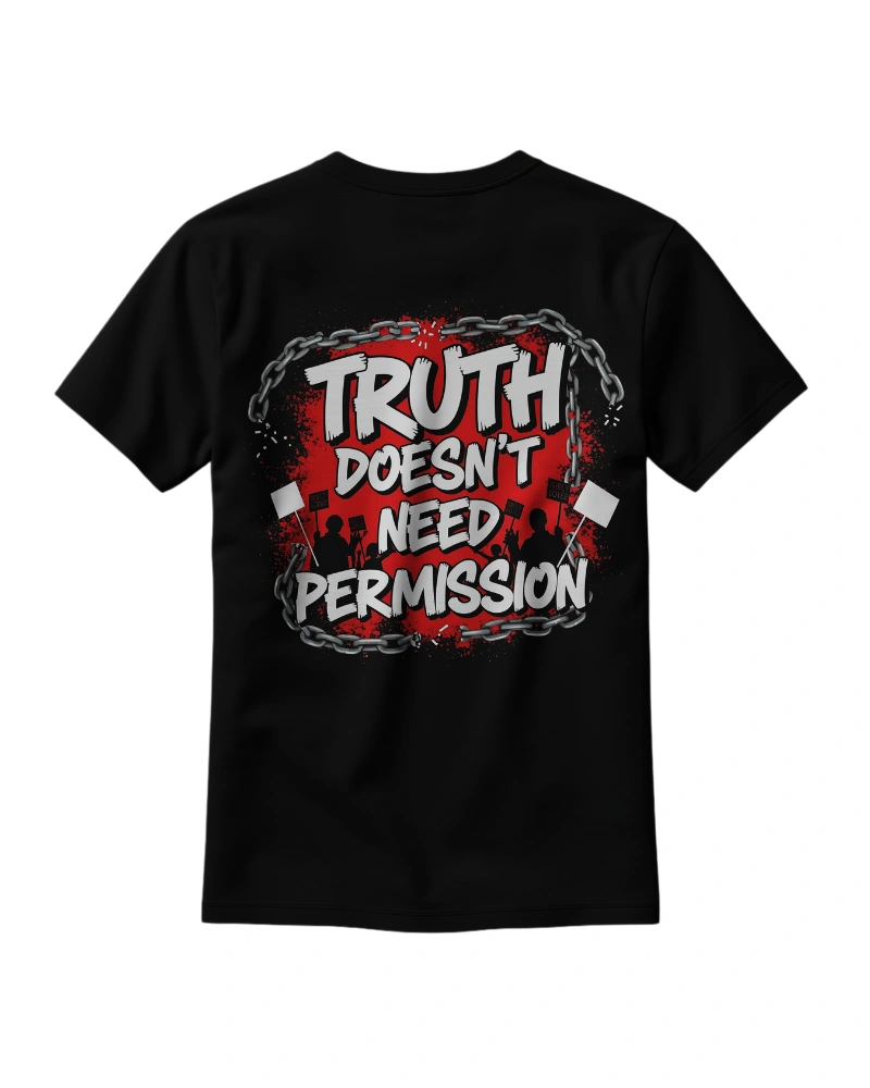 RebelX protest-style oversized T-shirt with truth slogan